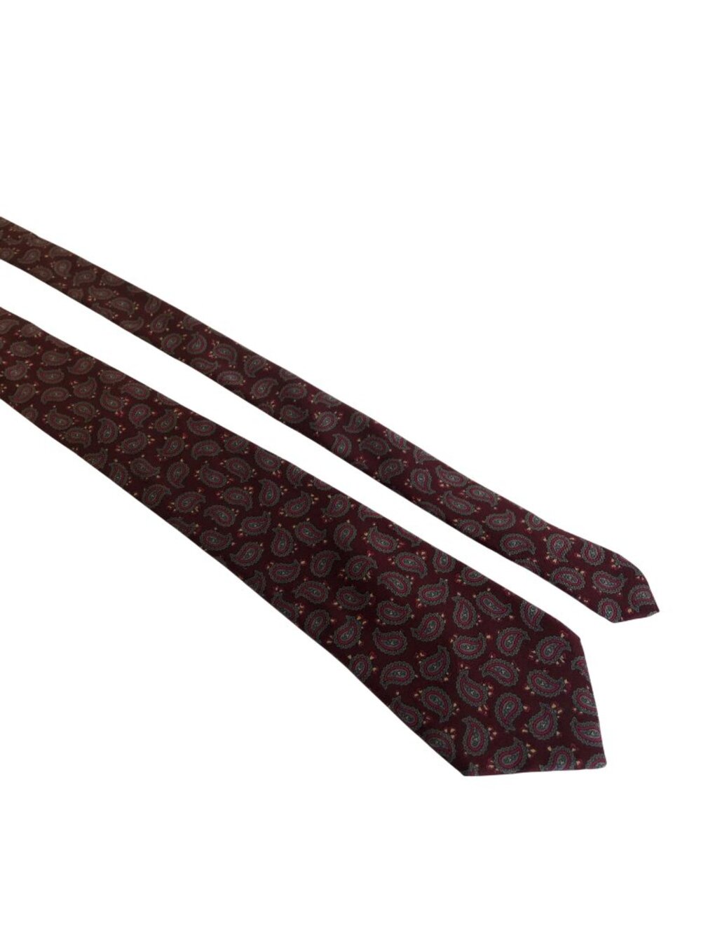 Geoffrey Beene Silk Tie Paisley Burgundy Blue Mens Necktie Office Formal Gift